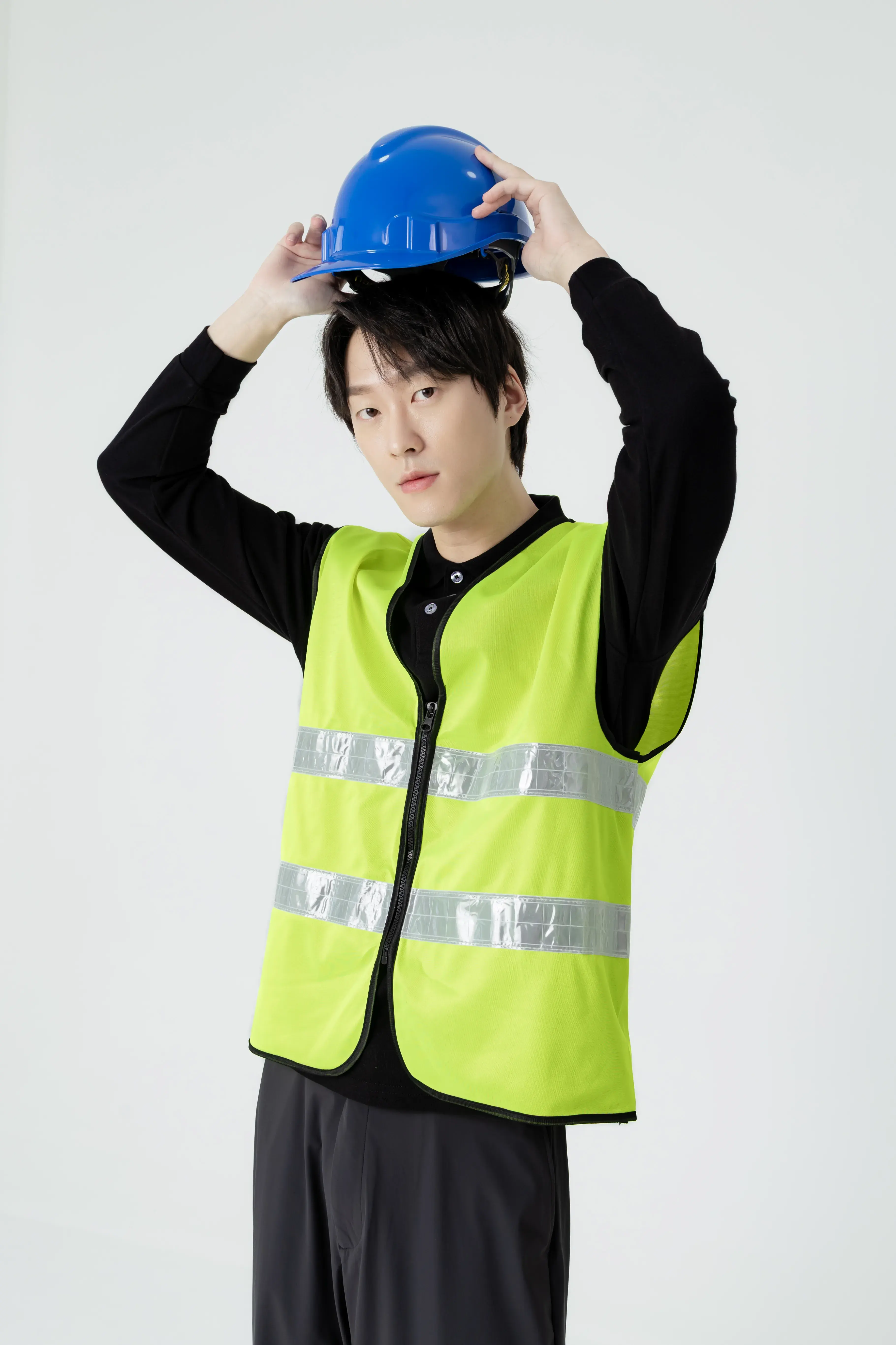 High-visibility safety vests for construction and industrial sites