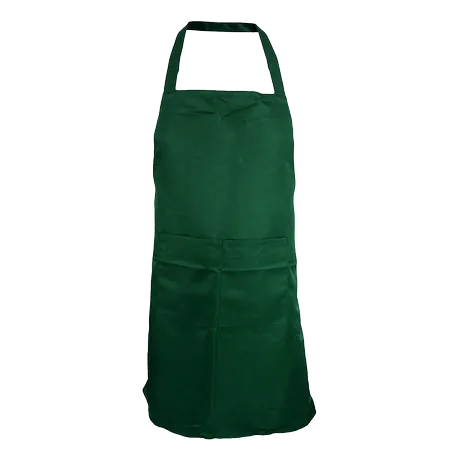 Navy Polyester Apron AP04 flat lay with two front pockets, 23 x 29 inches, 220gsm