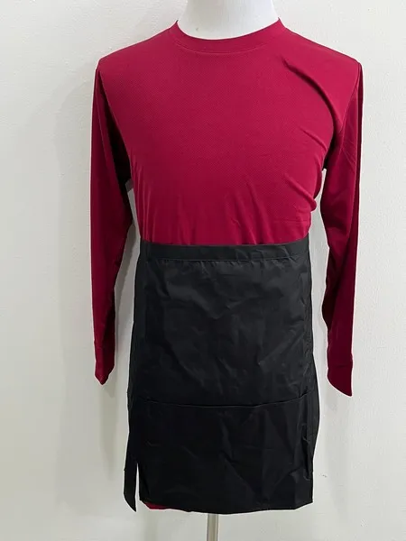 Black Waterproof Half Apron APR-W2 front view, waist apron style