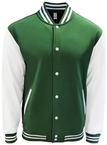 Red and White Baseball Jacket CRJ3100 flat lay with classic varsity styling