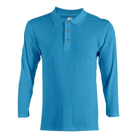 Navy Honeycomb Long Sleeve CVC Polo Shirt HC09 flat lay with ribbed cuffs and collar