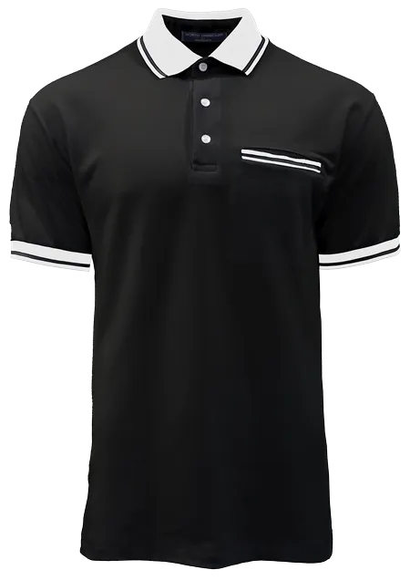 Black/White/Black Mojo Polo NHB3200 flat lay with contrast pocket and Lacoste knit texture