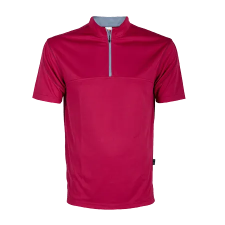 Black/Red Quick Dry Half-Zip Mock Neck Shirt QD18 flat lay with zip collar