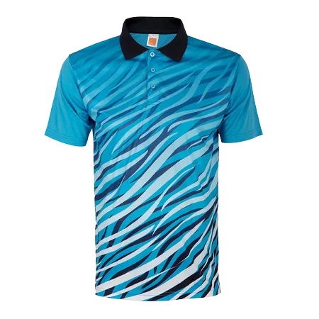 Royal Blue Quick Dry Short Sleeve Sublimation Polo QD71 flat lay with sublimation print-ready design