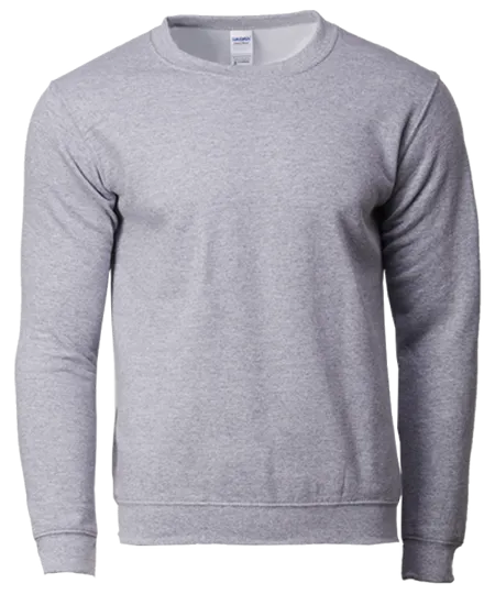 Sport Grey Heavy Blend Crewneck Sweater 88000 flat lay with classic crew neckline