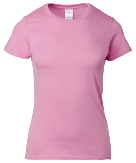 White Premium Cotton Ladies T-Shirt 76000L flat lay showing ladies fit and crew neck