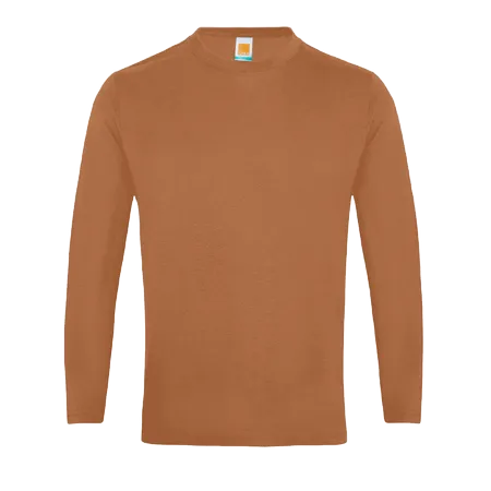 Navy Comfy Cotton Long Sleeve Basic Tee CT54 flat lay showing round neck and long sleeve fit