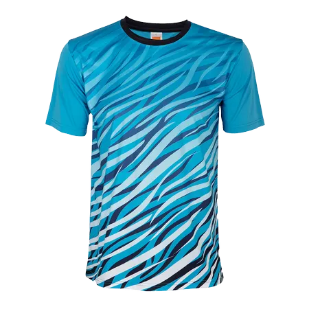 Sea Blue Quick Dry Short Sleeve Sublimation Tee QD70 flat lay showing polyester interlock fabric