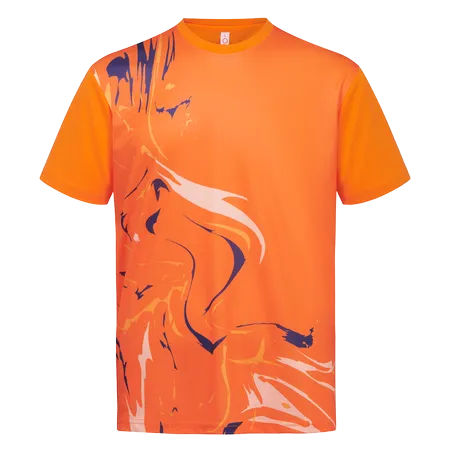 Navy Quick Dry Short Sleeve Sublimation Tee QD89 flat lay showing sublimation-ready design