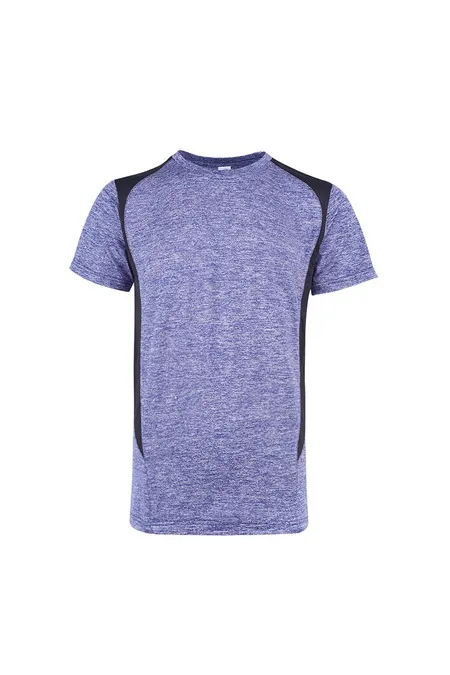 Black Edge Crew Neck Tshirt UDF17 flat lay showing contrast side panels and melange fabric