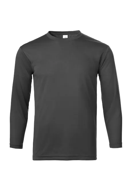 Black Crew Neck T-shirt Long Sleeve UDF26 flat lay showing dri-fit fabric and long sleeve fit