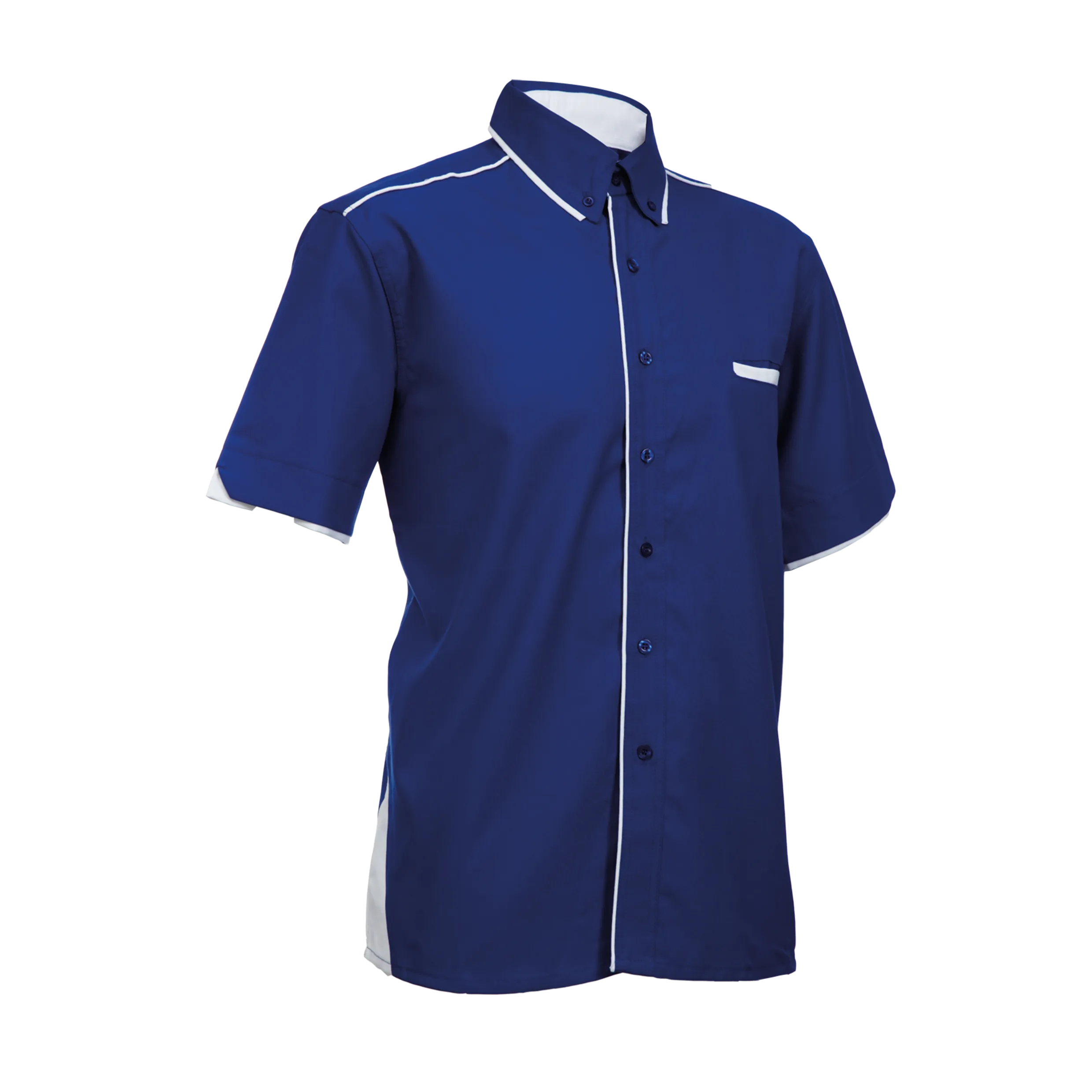 Unisex polyester-viscose button-down collar short sleeve corporate uniform shirt
