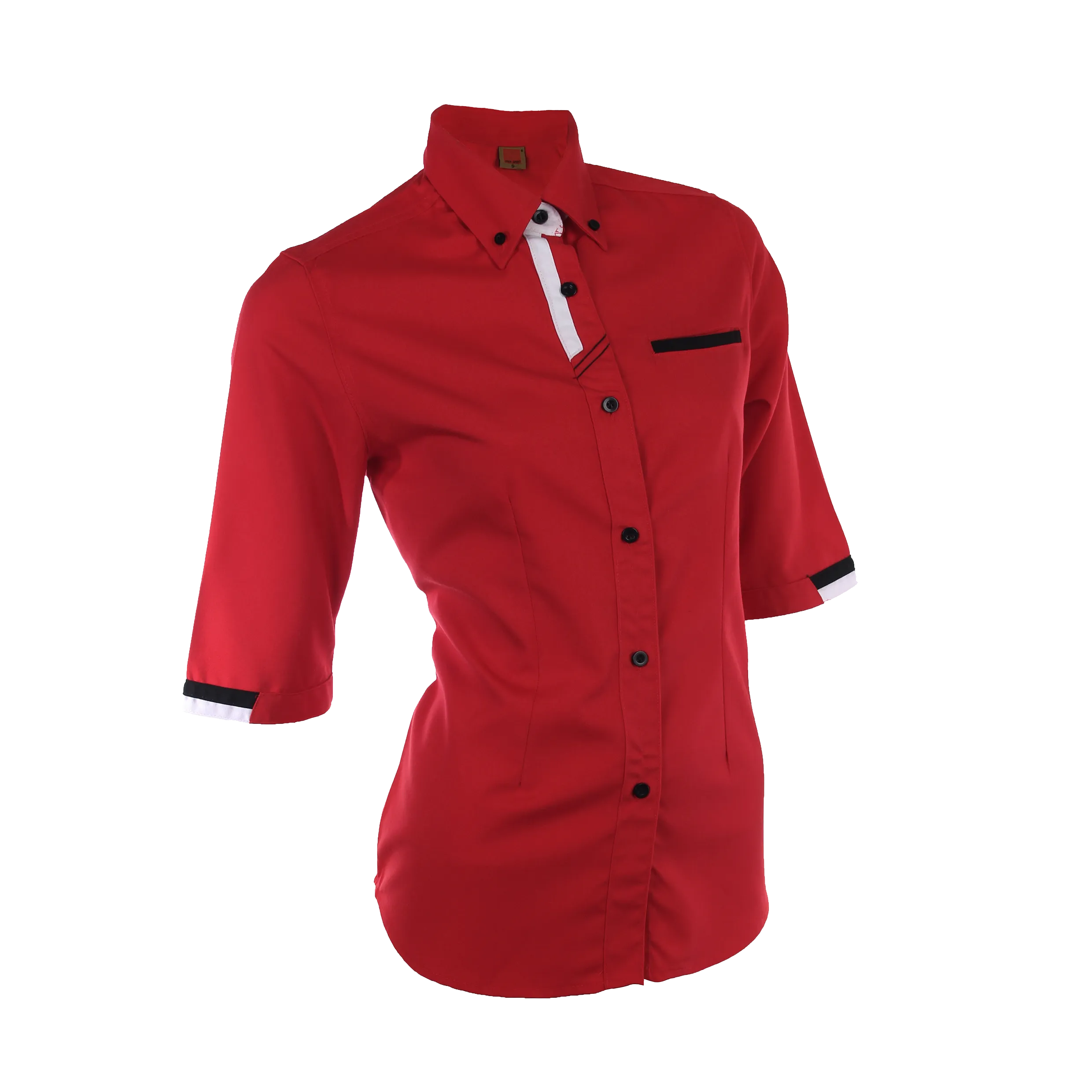 Female PV Button-Down Collar 3-4 Sleeve Shirt
