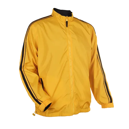 Yellow and Black Centre Stripes Reversible Windbreaker WR04 flat lay with full-zip front