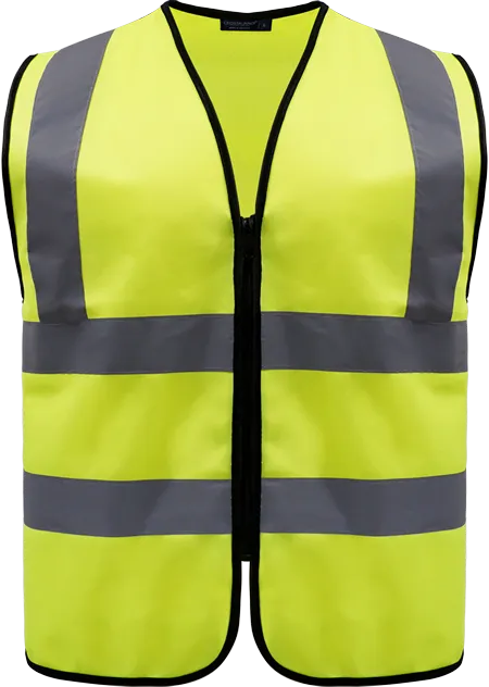 Neon Green Reflective Safety Vest CRSV1100 flat lay with reflective tape