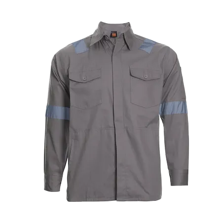 Navy Work Jacket JK02 flat lay with long sleeves and reflective tape