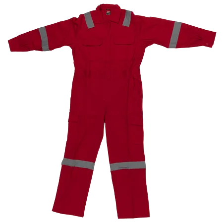 Navy Cotton Coverall OV02 flat lay with long sleeves and reflective tape