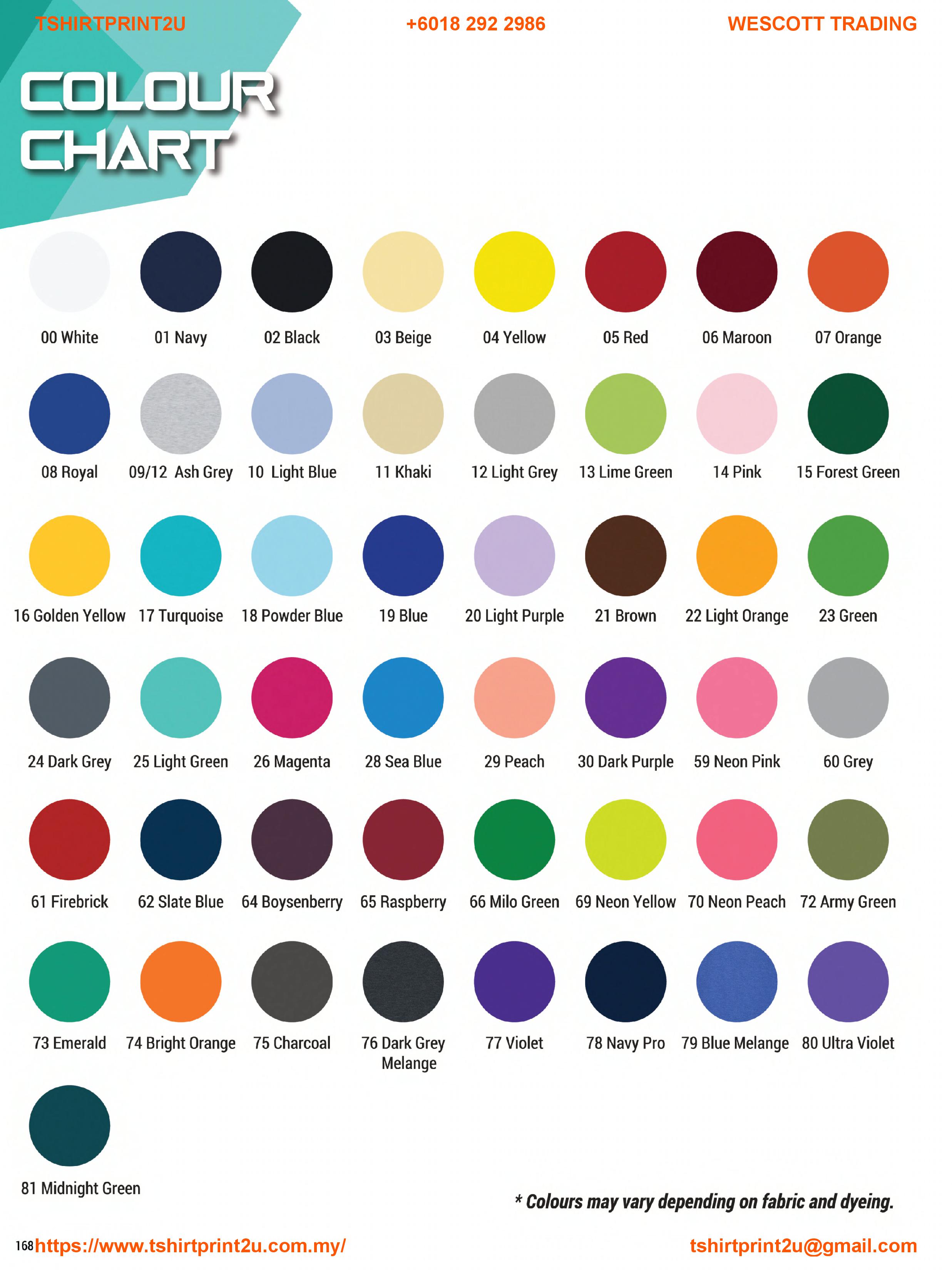 A001 - Colour Chart